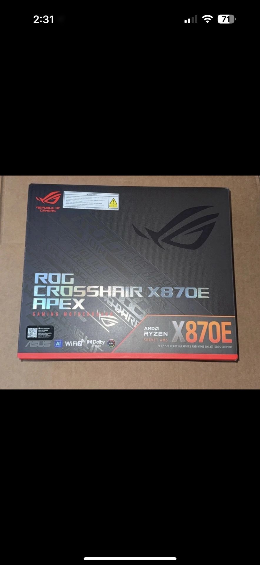 ASUS ROG CROSSHAIR X870E APEX AMD MOTHERBOARD *BRAND NEW*