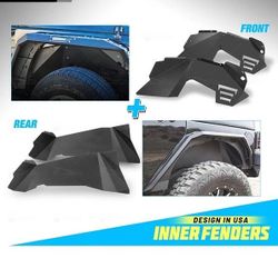 LA Zona Auto Parts 2007 to 2017 Jeep Wrangler inner fender flares polvaderas de metal rear and front