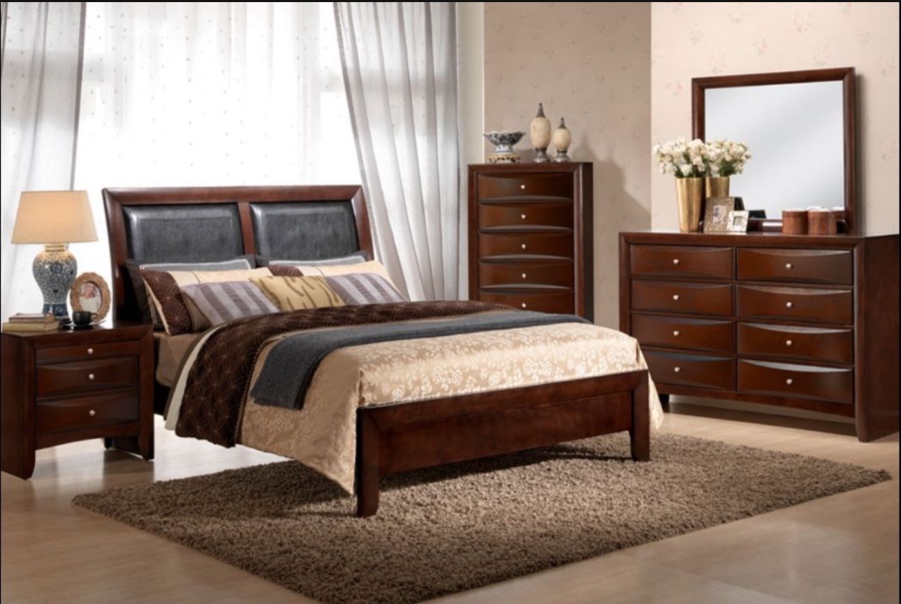 BEAUTIFUL NEW EMILY MERLOT QUEEN BEDROOM SET ON SALE ONLY $699. KING SET $799. IN STOCK SAME DAY DELIVERY 🚚 EASY FINANCING
