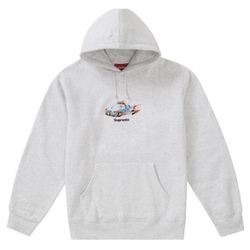 *RARE* Supreme Burning Cop Car Hooded Sweatshirt size Large in Heather Grey