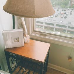 Cherry Wood End Table with Floor Lamp