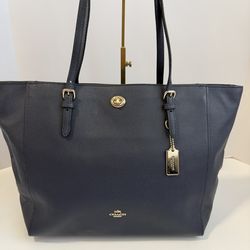 Coach Vintage Dark Blue Leather Tote