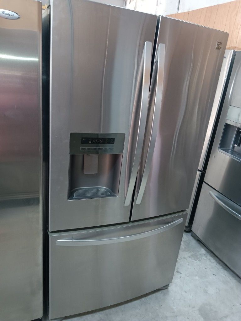 Kenmore Refrigerator Stainless Steel French Door Everything Works Good 👌