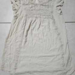 Junior Girls Sz M Xhiliration Cream Flutter Sleeve Lace Detail Tunic Top in EUC w No Flaws VERY Boho