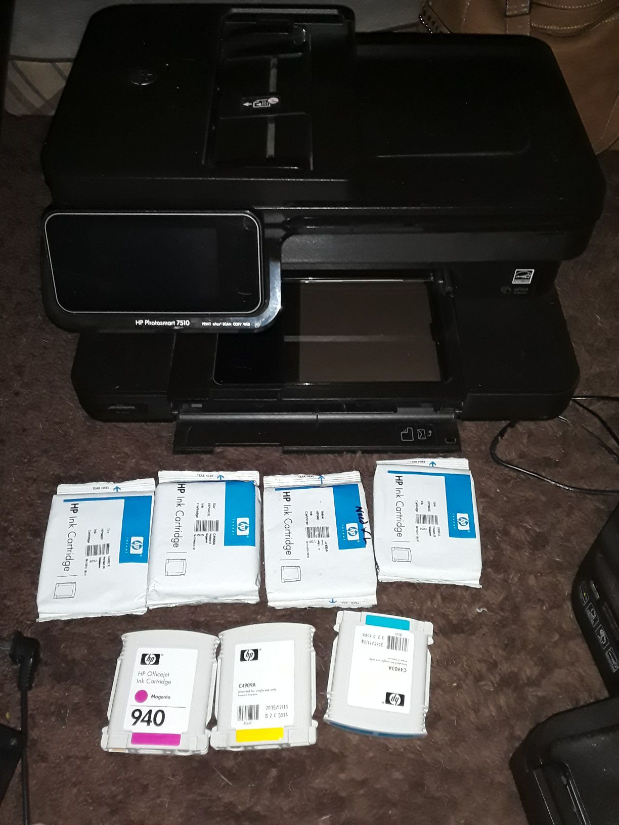 HP PHOTO SMART 7510 PRINTER WITH EXTRA INK CARTRIDGES