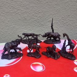 Lot of 6 Wildlife Sculptures, The Official African Wildlife Bronzes from The Franklin Mint