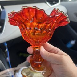 Fenton Orange Candy Dish 