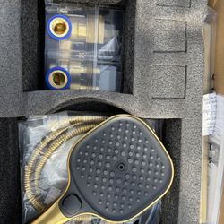Shower System Brushed Gold Wall Mount Shower Faucet Set 10 Inch Shower Head
