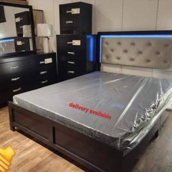 Brand New Jaylen 5 Pcs Bedroom Set Queen or King Bed Dresser Nightstand Mirror and CHEST With İnterest Free Payment Options 