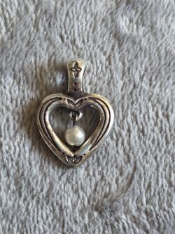 Brighton Essex Silver Tone Dangle Faux Pearl Heart