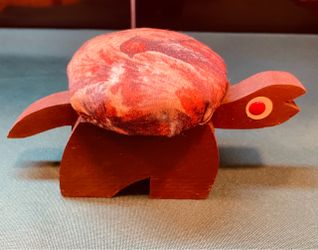 Cute handmade vintage wooden turtle pin cushion. All handmade!