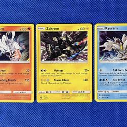 Reshiram, Zekrom & Kyurem - 3 Card Holo Pokémon Set, Legendary Rare Pokémon NM