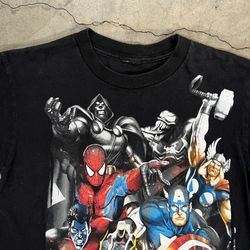 Vintage 2000’s Mad Engine Marvel AOP Characters T-Shirt S