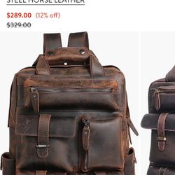 Shelby, genuine, leather backpack