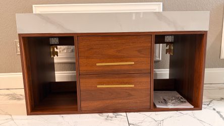 39.4" Floating Bathroom Vanity With Ceramic Sink & Soft-close Drawers, Wall-mounted Storage