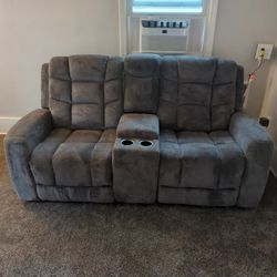 Two Reclining Loveseats- Gray