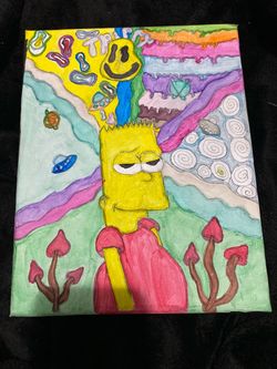 Bart Simpson Trippy Original Canvas Painting