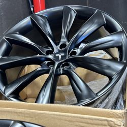 NEW 21” TESLA STYLE WHEELS 5x4.5 MODEL Y AND MODEL 3 UBERTURBINE WHEELS 21x9 35MM OFFSET