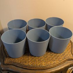 6 Blue Diamond Line Flowerpots 4.75" x 4.75" 