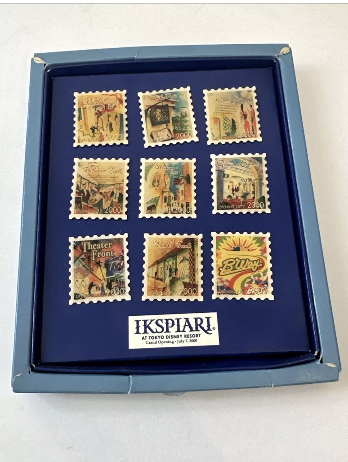 Ikspiari Tokyo Disney Resort Grand Opening Complete Set Of 9 Stamp Pins Vintage