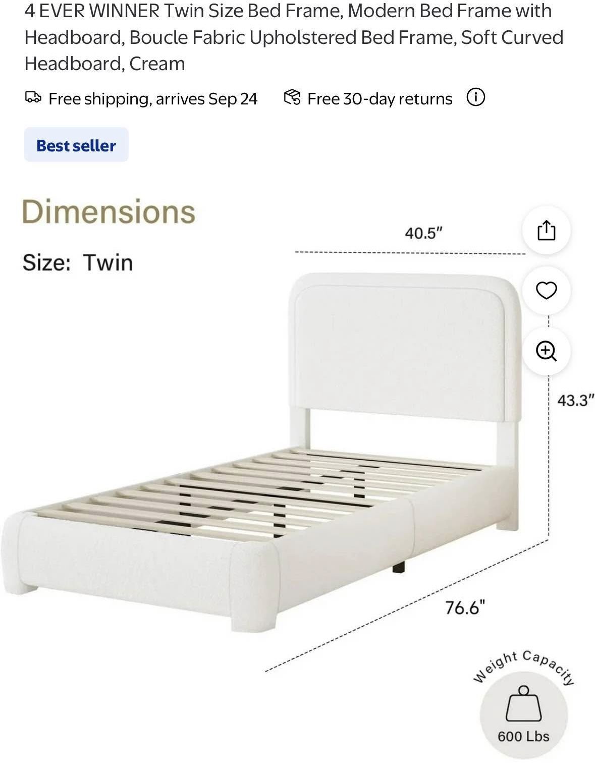 White  Twin Bed Frame 