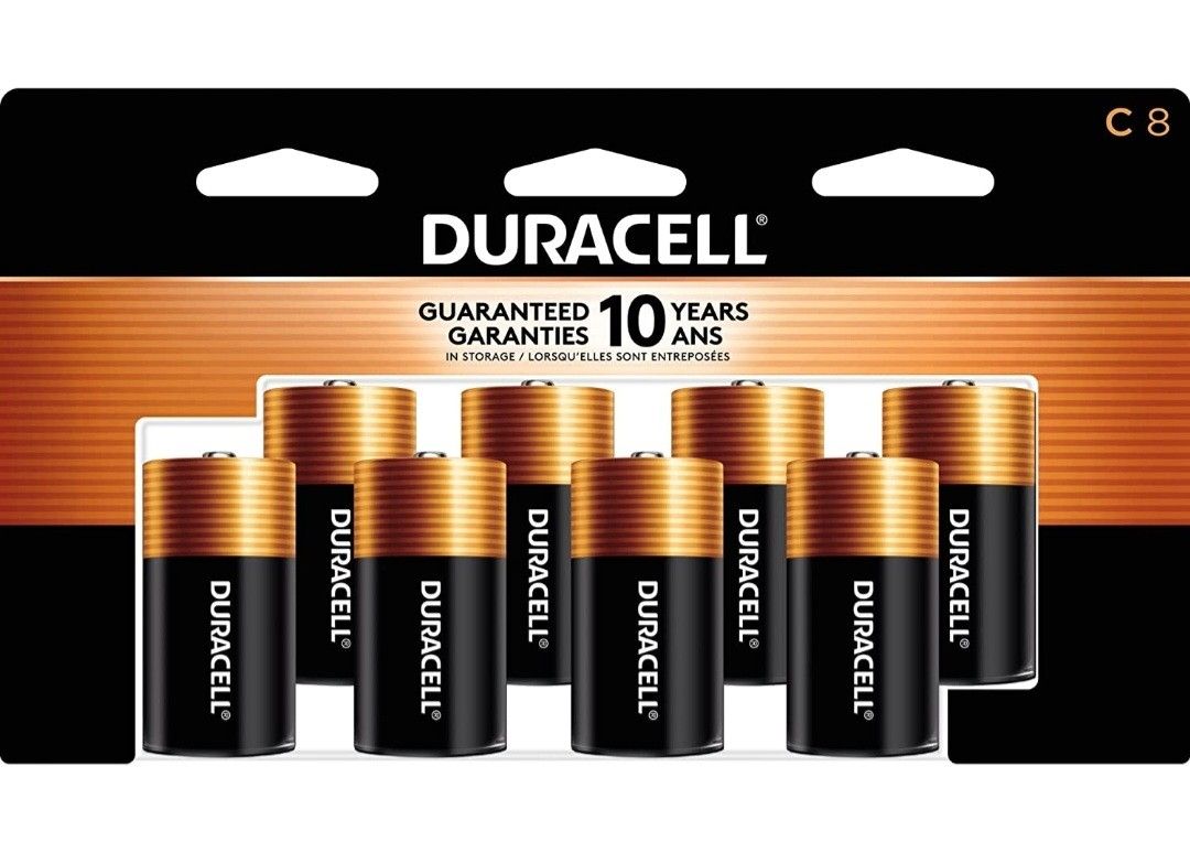 Duracell Coppertop C Batteries 8 Count Pack, C Battery with Long-lasting Power, All-Purpose Alkaline C Battery for Household and Office Devices