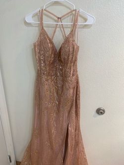 Rose Gold Glitter Lace Formal Gown