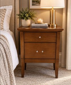 Wood 2-Drawer Nightstand Bedside Table