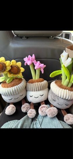 Cute 12” Plush Potted Flower Trio Set (Greenhouse by Russ)