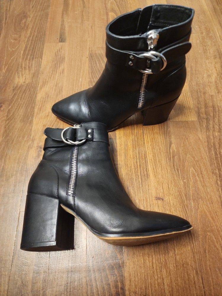 Steven By Steve Madden Black Leather Booties