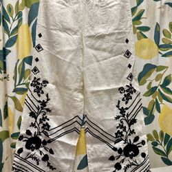 New Johnny Was Embroidered Linen Pants 