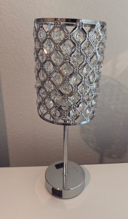 Touch Lamps for Bedroom Set of 2-Crystal lamp with USB C+A Ports & AC Outlet Sliver Nightstand