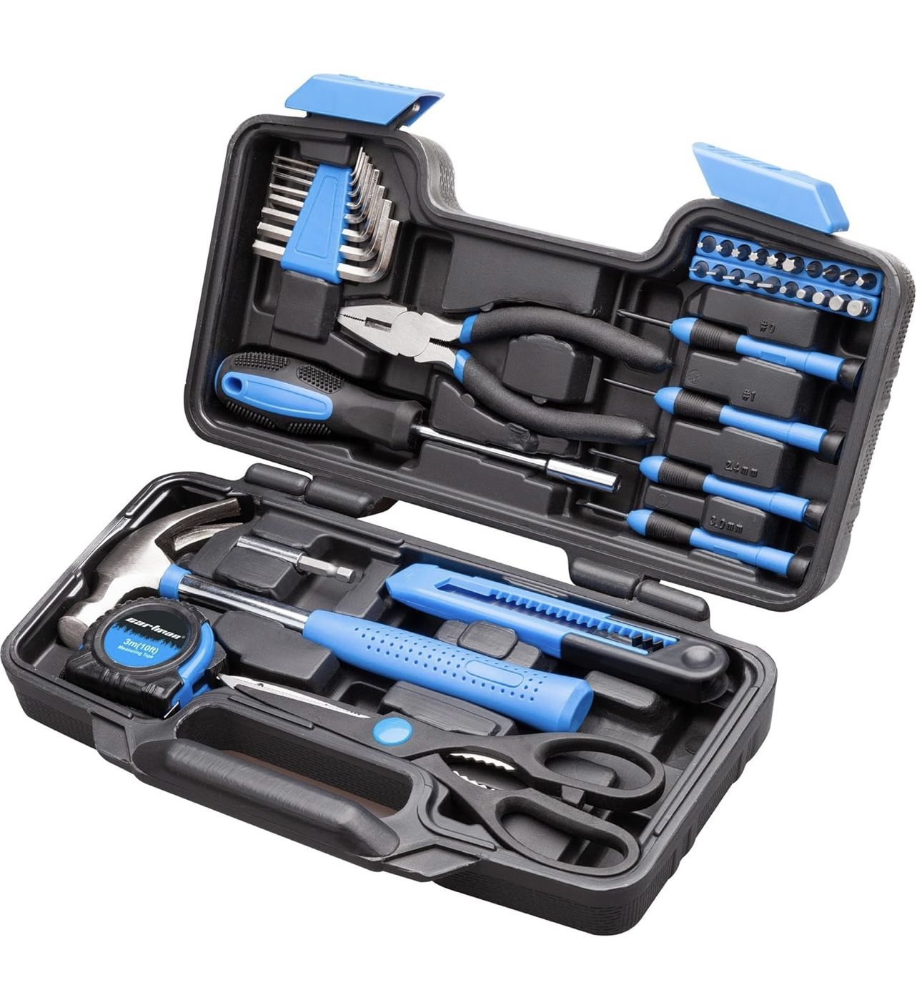 CARTMAN 39piece Cutting Plier Tool Set General Household Kit with Plastic Toolbox Storage Case Blue