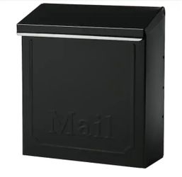 Architectural Mailboxes Townhouse Black, Medium, Galvanized Steel, Locking, Vertical, Wall Mount Mailbox=Z3-976