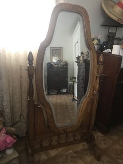 Solid heavy oak mirror