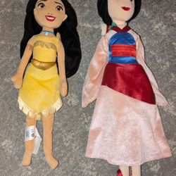 Disney Store 20" Mulan and Pocahontas Plush Dolls