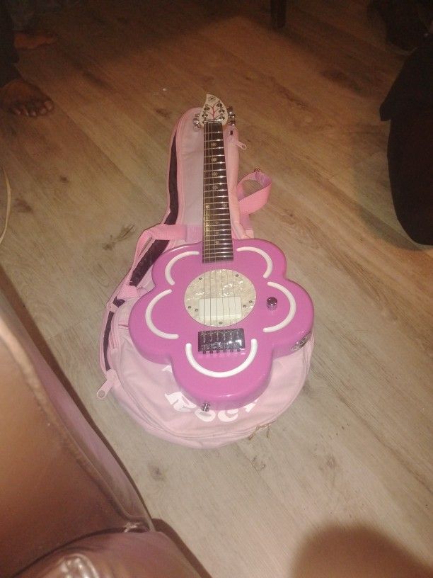 Pink Flower Guitar