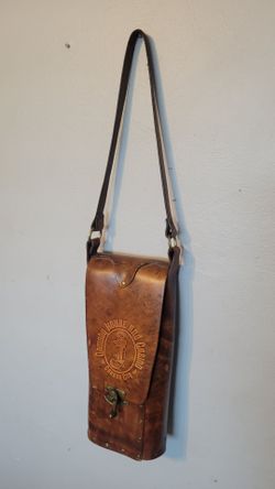 Hand Made Leather Tequila And Shot Glass Carry Bag.
