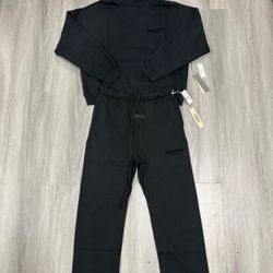 🔥 FEAR OF GOD ESSENTIALS HOODIE + SWEATPANTS SET – BLACK – SIZE L (NEW)