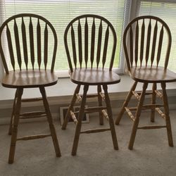 Light Oak High Back Wood frame Bar Stools