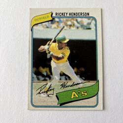 1980 Rickey Henderson Topps Rookie Baseball Card # 482 Oakland A’s