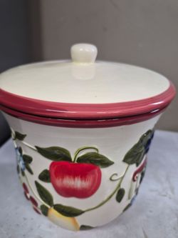 Ceramic Canister with Lid Fruit Design