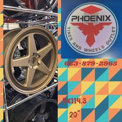 Classic Stance! 20" Bronze 5-Spoke Wheels 📱 Call/Text 623-879-2965 🏆 ​Contact: 📱 Call or Text 623-879-2965 ​Size: 20" ​Bolt Pattern: 5x114.3 ​Finis