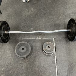 Curl Bar With 80lbs Of Weight