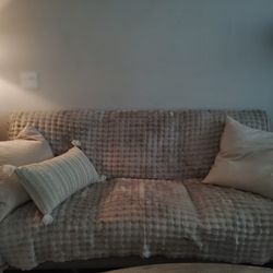 GENUINE LEATHER LIGHT GRAY SOFA $300