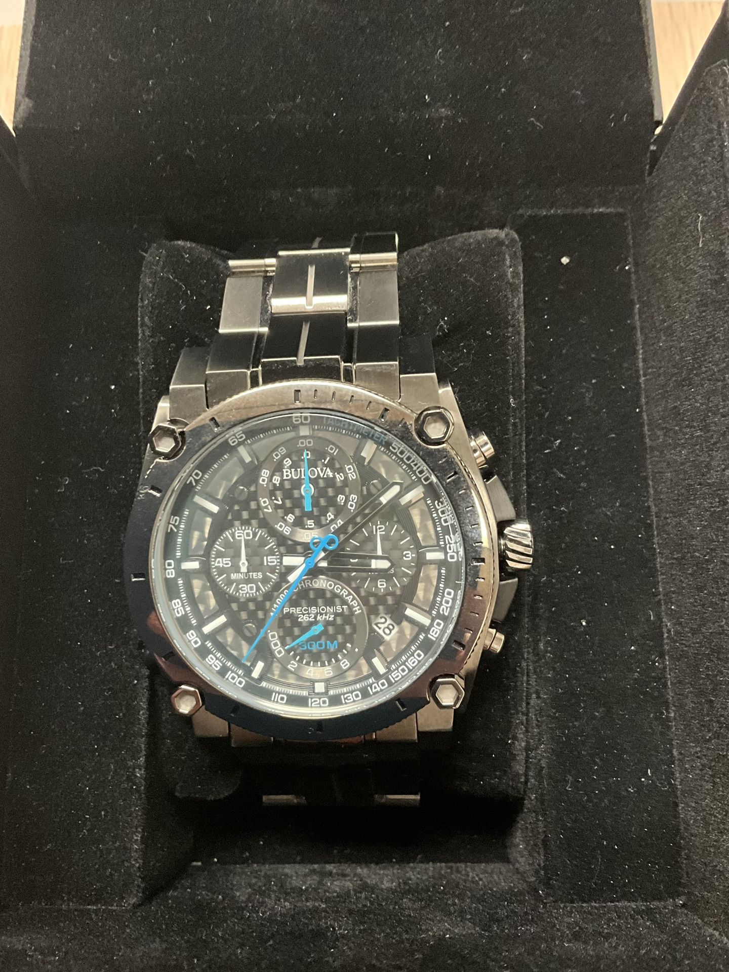 BULOVA PRECISIONIST Black Blue 98B229 300M Quartz Chronograph