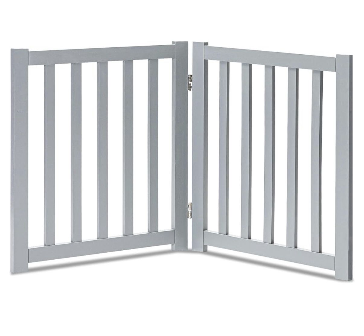 LZRS 2-Panel Wooden Free Standing Foldable Dog Gate Indoor – Solid Hardwood 24" High, Step-Over Safety Pet Gate for Doorways, Stairs & Small Spaces - 