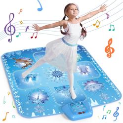 GirlsHome Dance Mat - Frozen Toys for Girls Electronic Dance Pad with 5 Game Modes, Built-in Music, Touch Sensitive Light Up LED Kids Musical Mat, Chr