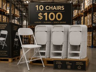 Brand new 10 commercial white plastic chair chairs for $100