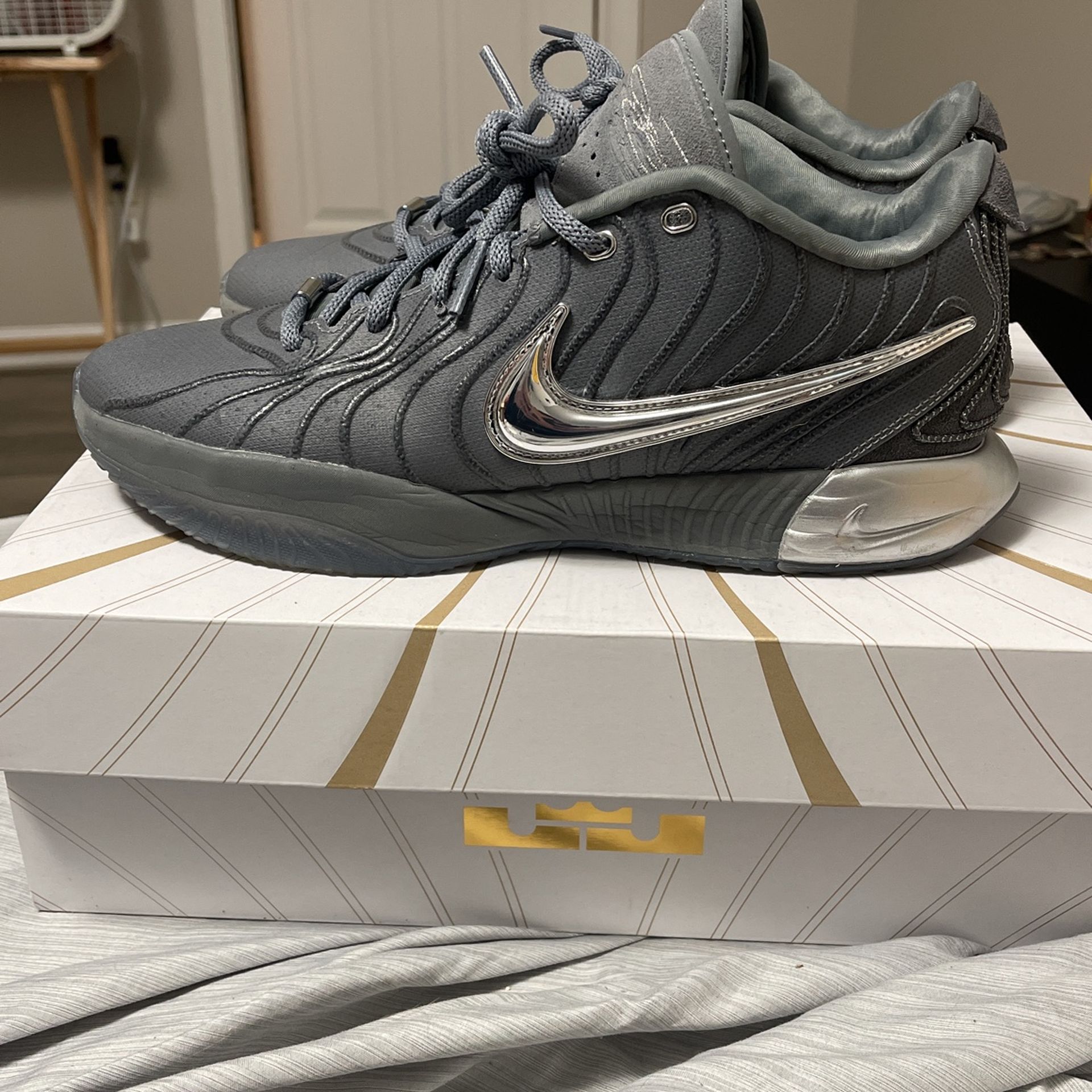 Lebron XXI Cool Grey/Metallic Silver Size 11.5
